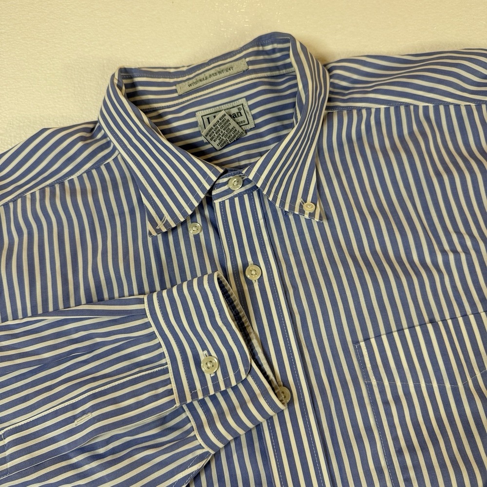 LL Bean Shirt Mens Size XL Blue Striped Long Sleeve Button Down Cotton SEE DESCR